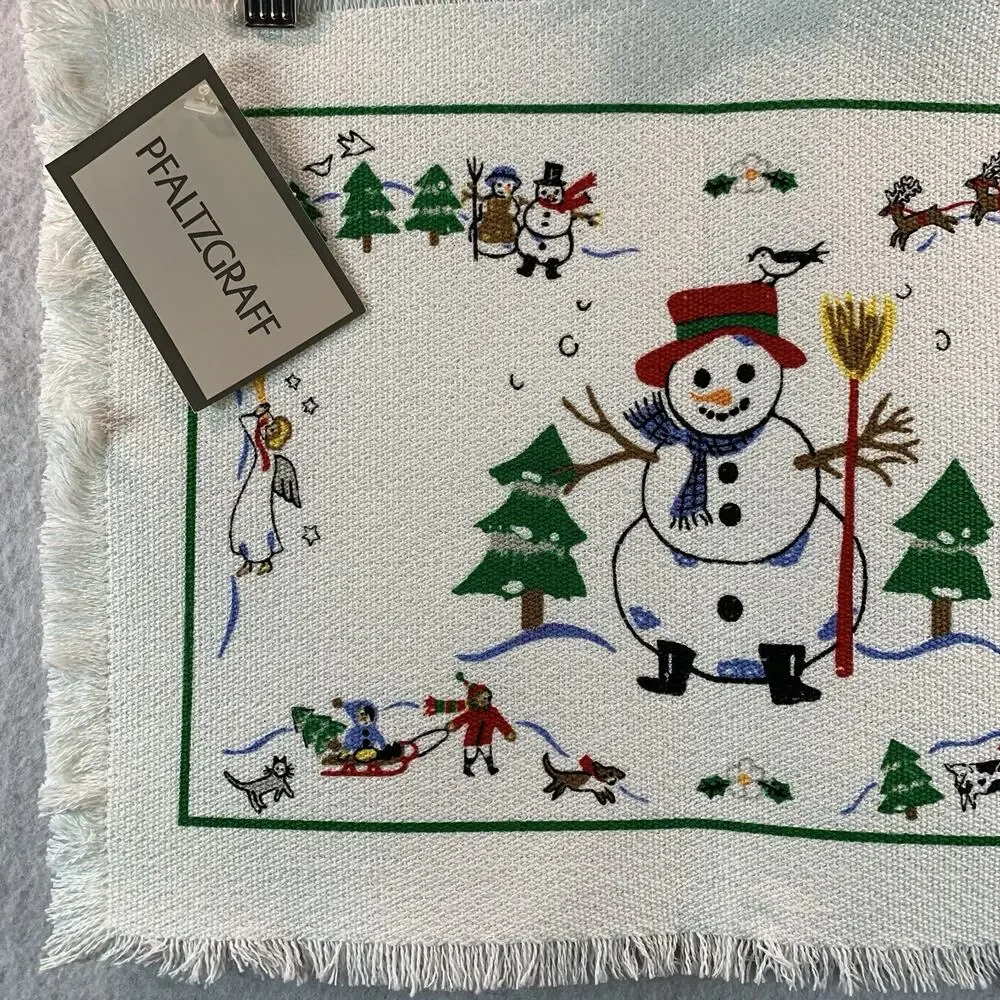 Pfatzgraff 1992 Christmas Placemats Set‎ of 2 Snow Village 16095 USA Made